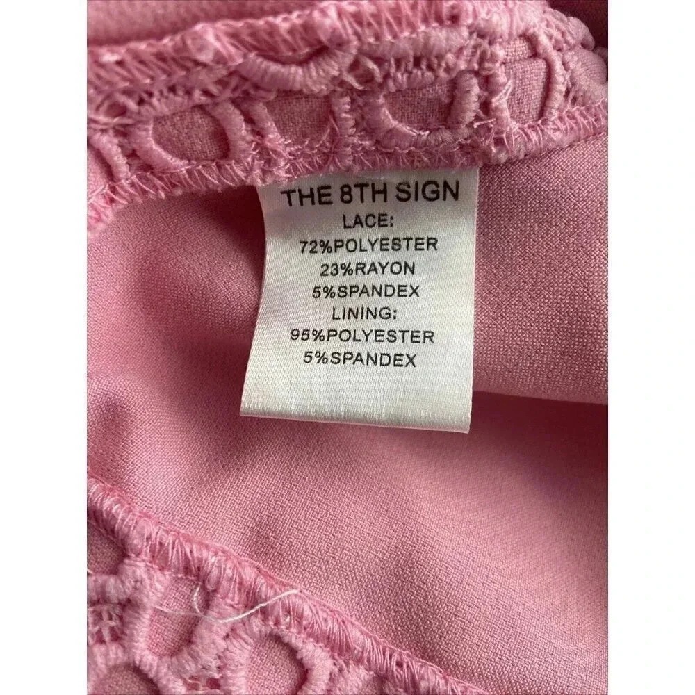 The 8th Sign Crochet lace Mini Dress Size 16 Pink Girlhoodcore Cottage Retro Mod - Picture 9 of 14